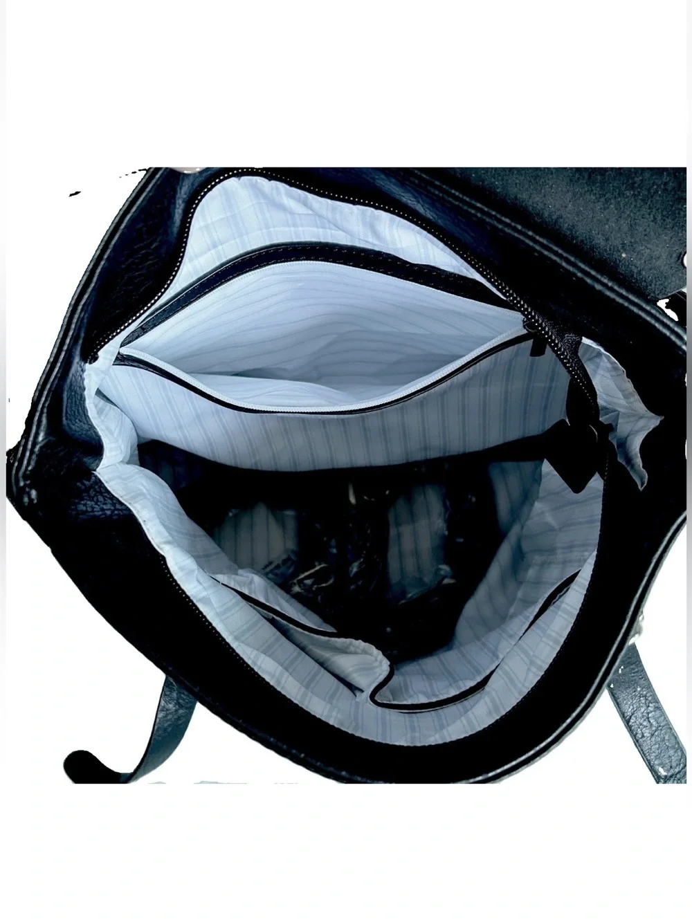 Jen & Co Indigo Convertible Backpack Purse Flap Over Front Metal Studs Black 12”